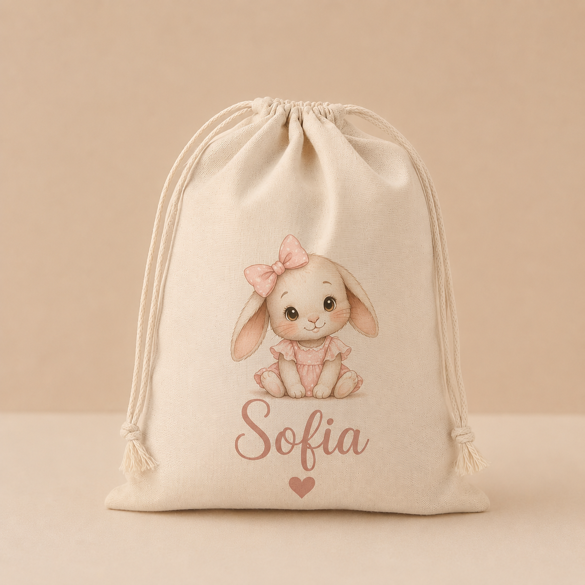 Sacca personalizzata con nome e animaletto – 30 × 25 cm