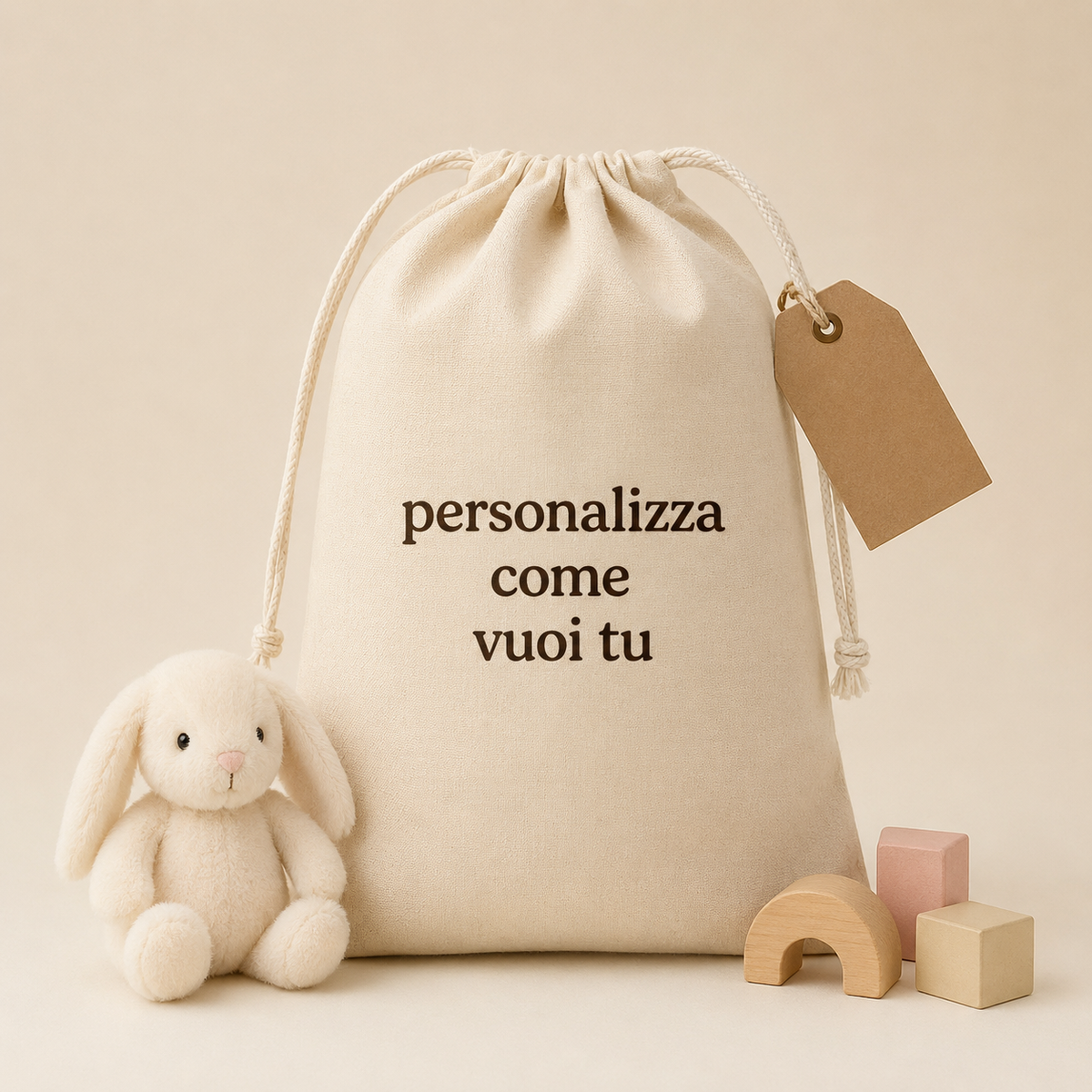 Sacca personalizzata con nome e animaletto – 30 × 25 cm