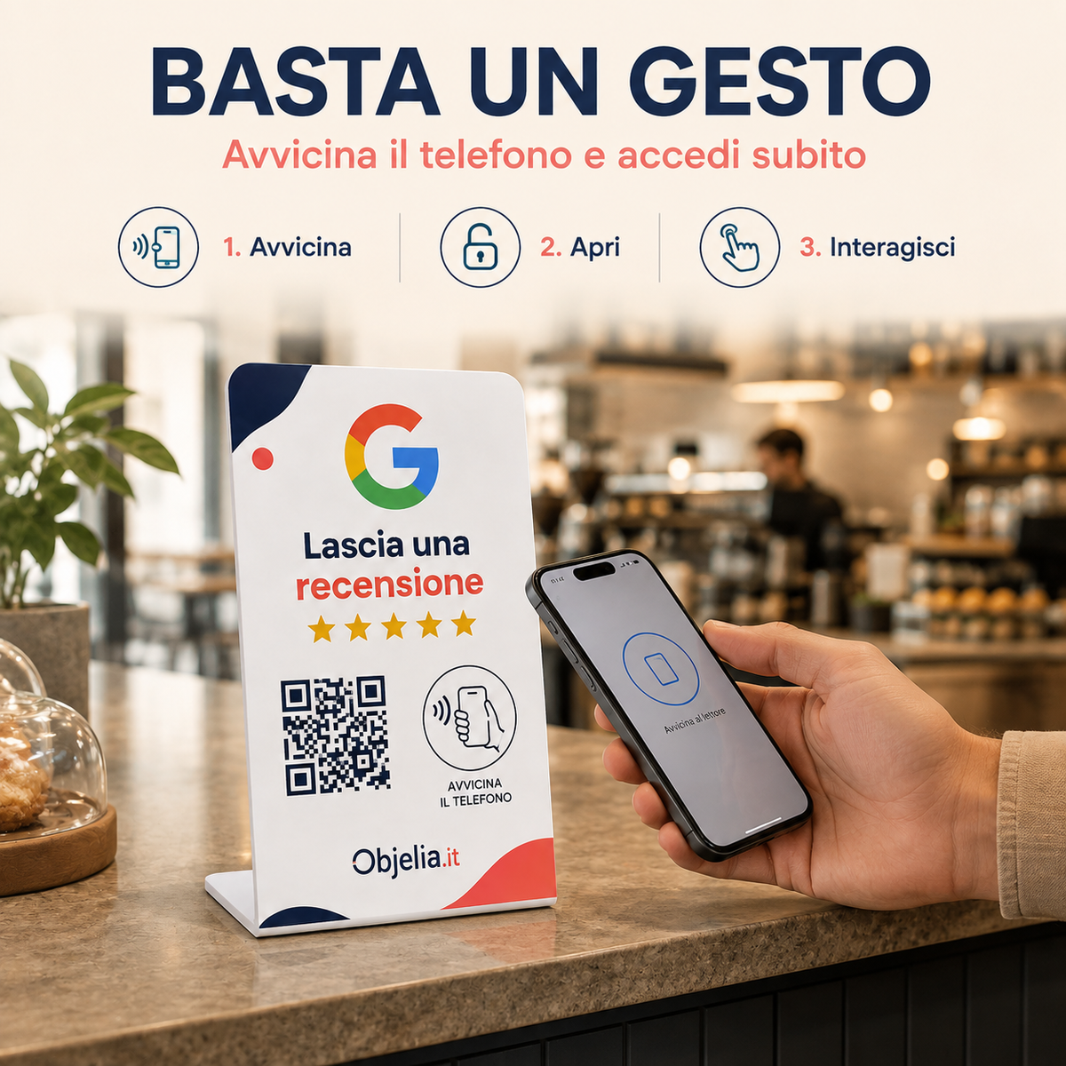 Stand NFC 3 in 1 personalizzato – Google, Instagram e Facebook