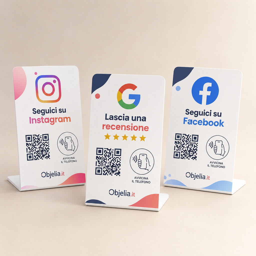 Stand NFC 3 in 1 personalizzato – Google, Instagram e Facebook