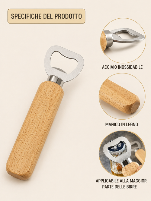 Apribottiglie Personalizzato in Legno con Nome o Frase | Idea Regalo in Vinile