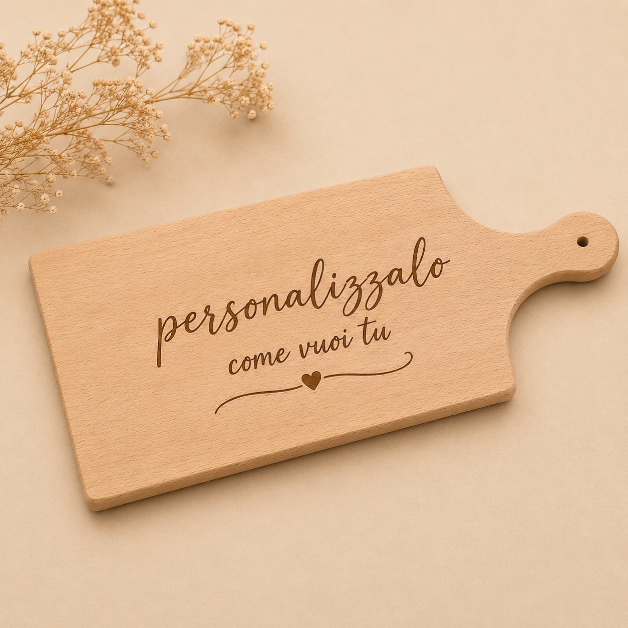 Tagliere in Legno Personalizzato con Nome, Frase o Dedica | Vassoio per Aperitivi e Cucina